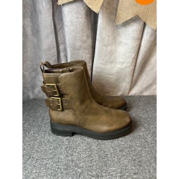 Lucky Brand Motorcycle Candre Mid-Calf Zip Boot Leather Tuscany Brown Sz 7 - Picture 3 of 10